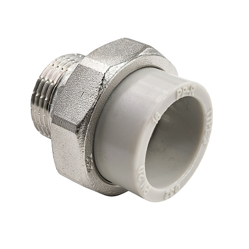 Муфта комбинированная разъемная (Американка) PPR наружная резьба 32х1 PN20 серый РТП