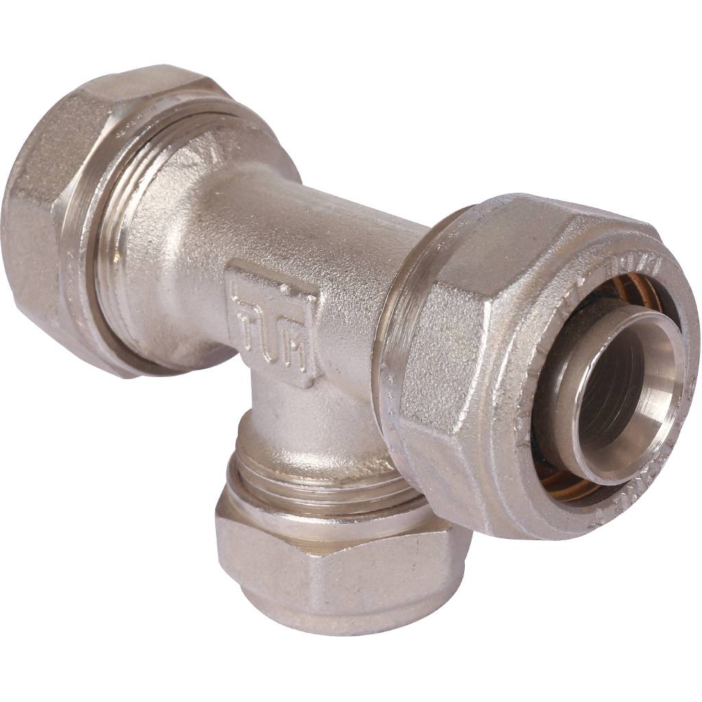 Тройник переходной TIEMME (26.3х20.2х26.3) для металлопластиковых труб винтовой, 1600037