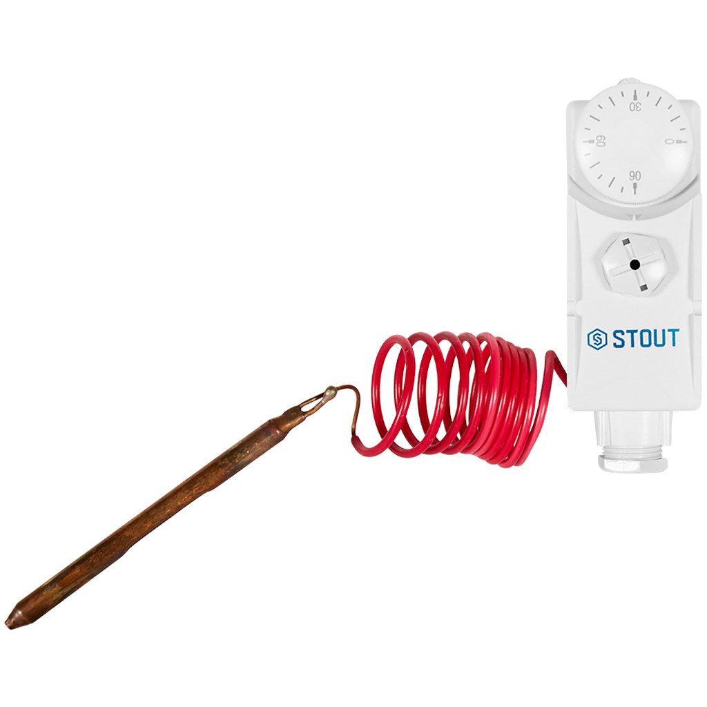 Термостат с капиллярной трубкой STOUT 1м и датчиком механический 0-90°С, STE-1007-100090