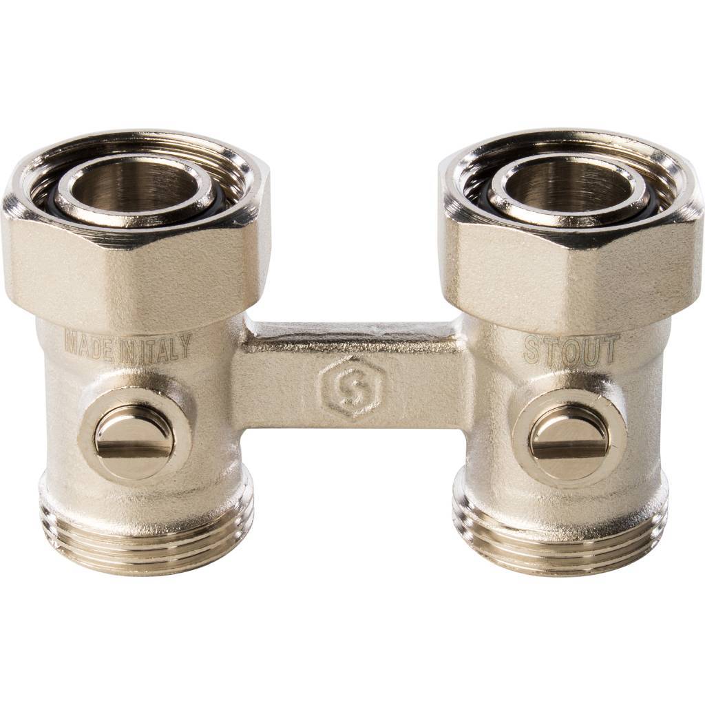 Узел нижнего подключения радиатора STOUT для двухтрубной системы, прямой 3/4, SVH-0002-000020