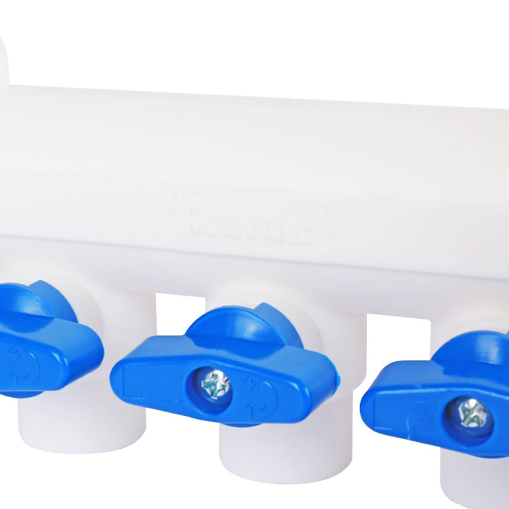 Коллектор с запорными кранами для полипропиленовых труб Kalde (5 выходов)