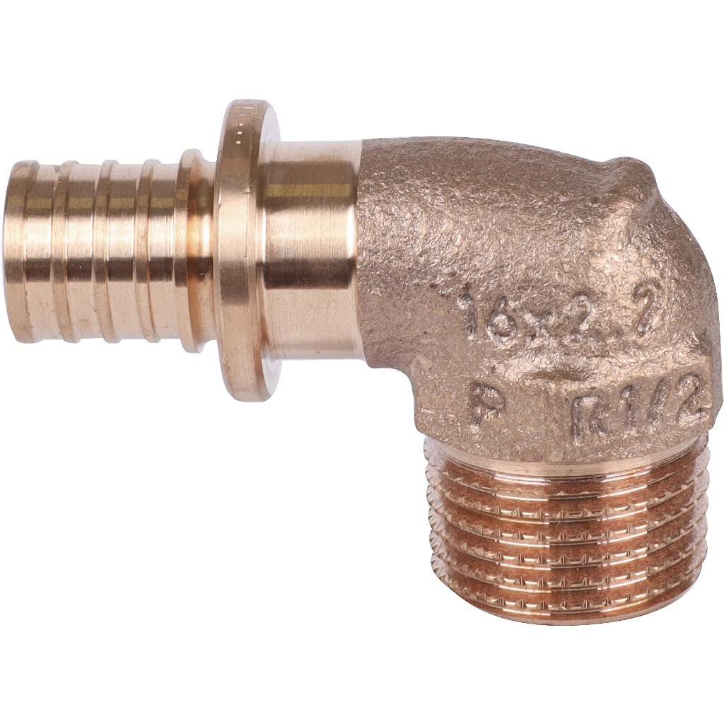 Угольник-переходник РЕХАУ RAUTITAN с наружной резьбой 16-R 1/2 RX+ для труб из сшитого полиэтилена аксиальный, 14563471001