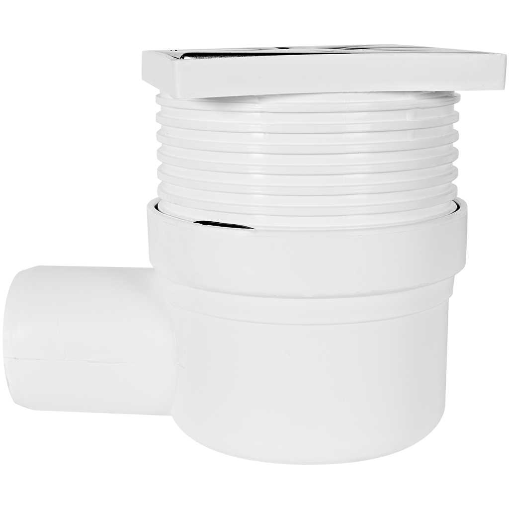 Трап регулируемый, боковой Sinikon металлическая решетка, 100*100 (Белый) D50, 10.В.050.R.M.B