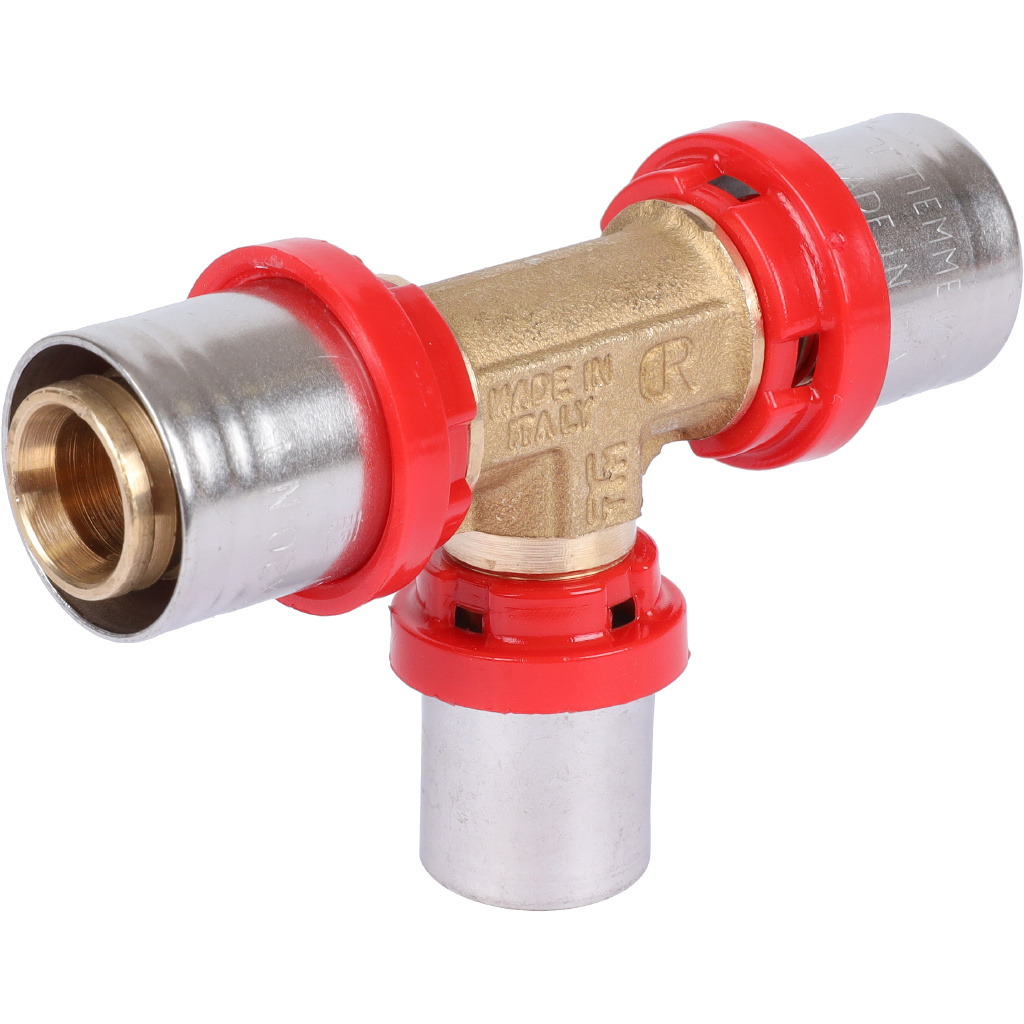 Тройник TIEMME редукционный 20x16x20 для металлопластиковых труб прессовой, 1650008