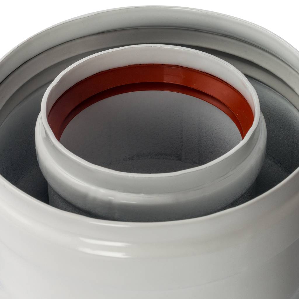 Элемент дымохода STOUT DN60/100 адаптер для котла вертикальный коаксиальный (совместимый с Baxi,Viessmann)(с логотипом), SCA-6010-210100