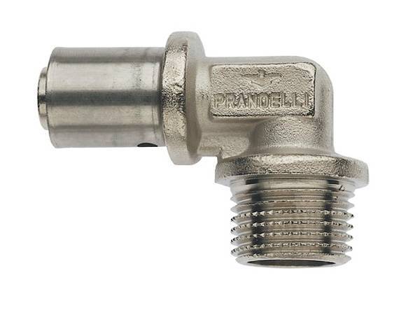 Угольник Prandelli Multyrama с нар.рез.(32х3)х1 для металлопластиковых труб прессовой, 109.05.13.2