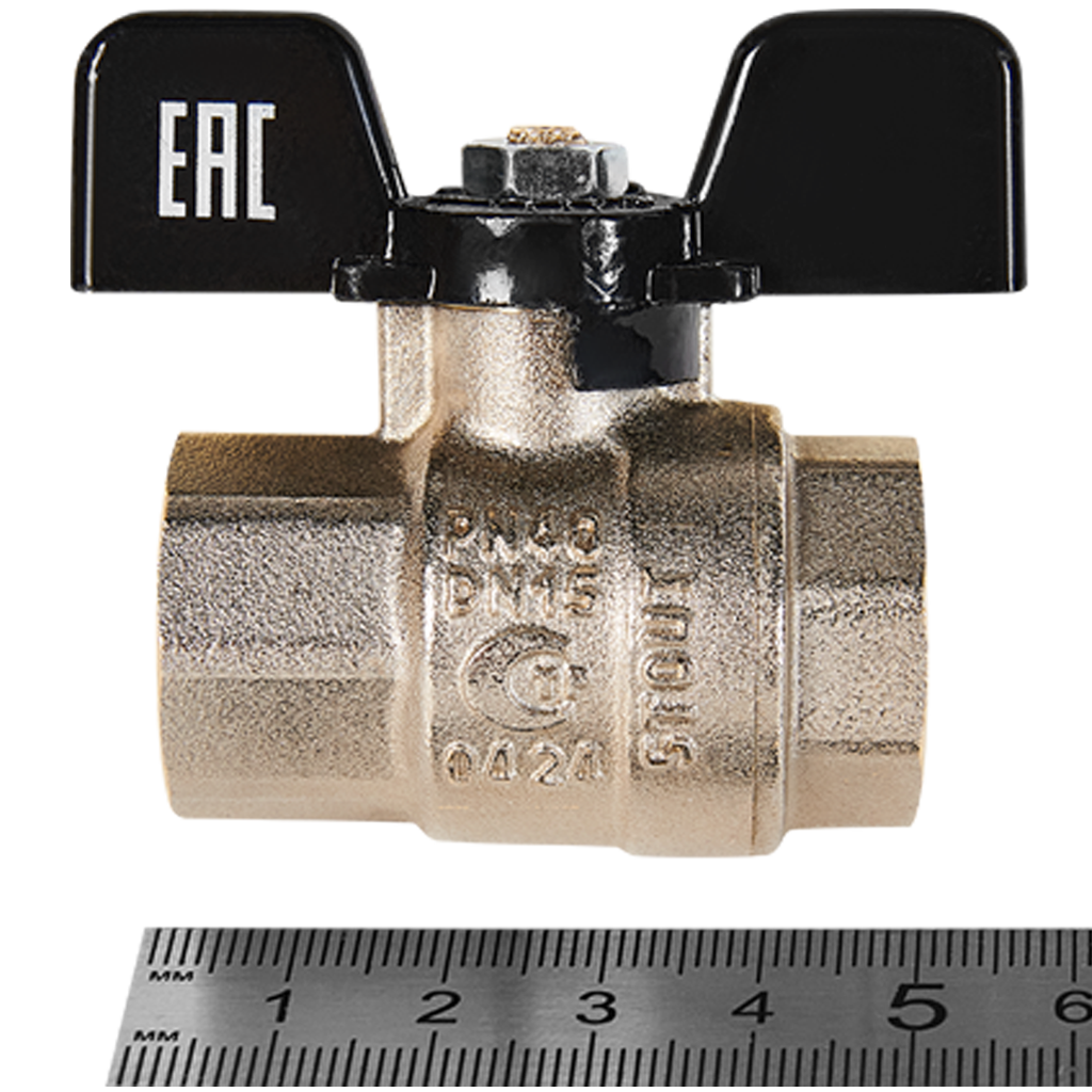 Кран шаровой полнопроходной STOUT ВР/ВР ручка бабочка 1/2