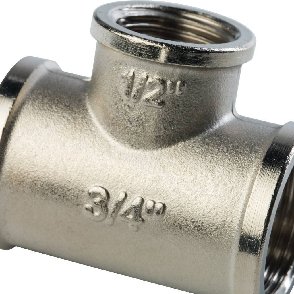 Тройник STOUT ВВ переходной никелированный 3/4X1/2X3/4, SFT-0022-341234