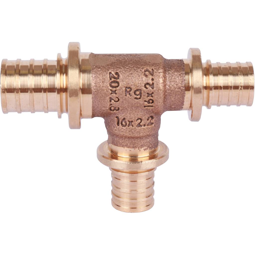 Тройник РЕХАУ RAUTITAN PLATINUM с уменьшенным боковым и торцевым проходами 20-16-16 RX для труб из сшитого полиэтилена аксиальный