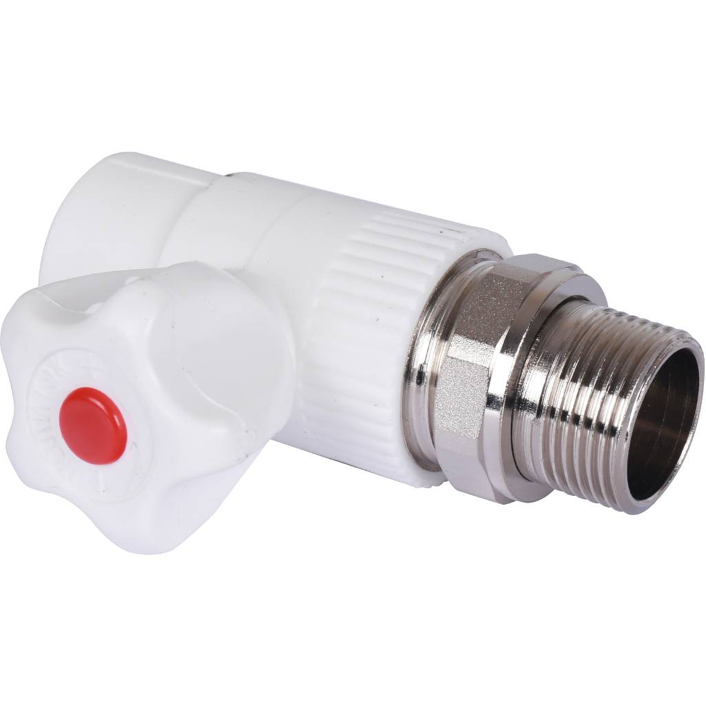 Кран шаровой Политэк 25х3/4 для радиатора прямой для полипропиленовых труб под сварку (цвет белый), 9999012534