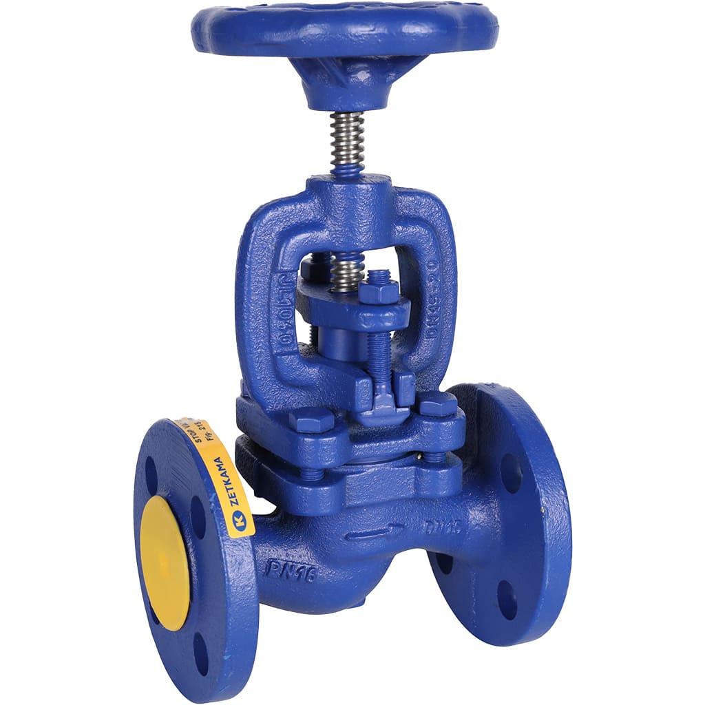 Клапан запорный ZETKAMA 215A Ду15 Ру16 фланцевый из чугуна, 215A015C00