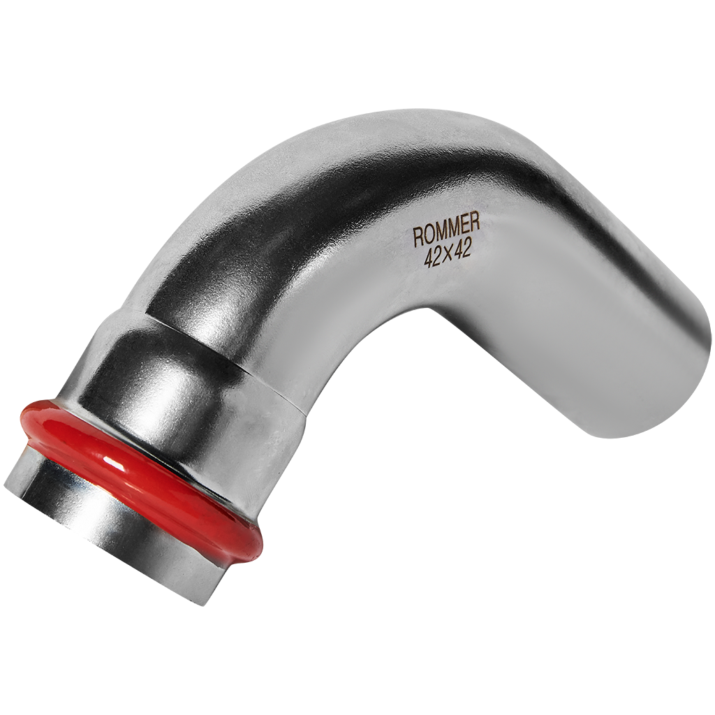 Угольник ROMMER однораструбный 90°-НПр, 42, из нержавеющей стали прессовой