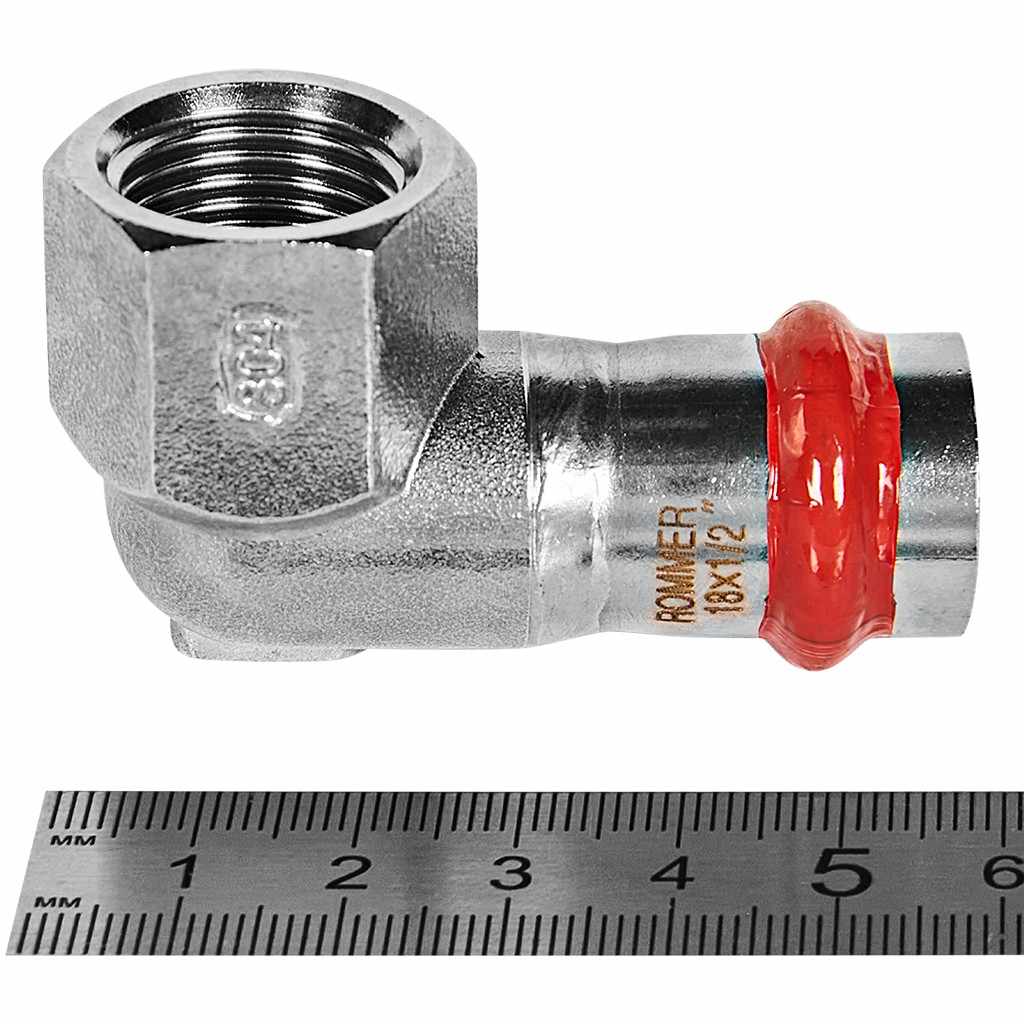 Угольник-Переходник ROMMER ВПр-ВР, 18х1/2, из нержавеющей стали прессовой, RSS-1009-001812