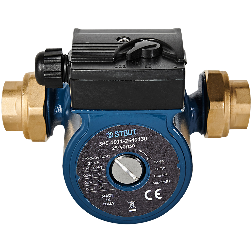 Циркуляционный насос STOUT 25-40/130 220/240V 50Hz с латунными гайками G 1 1/2 x Rp 1, SPC-0011-2540130