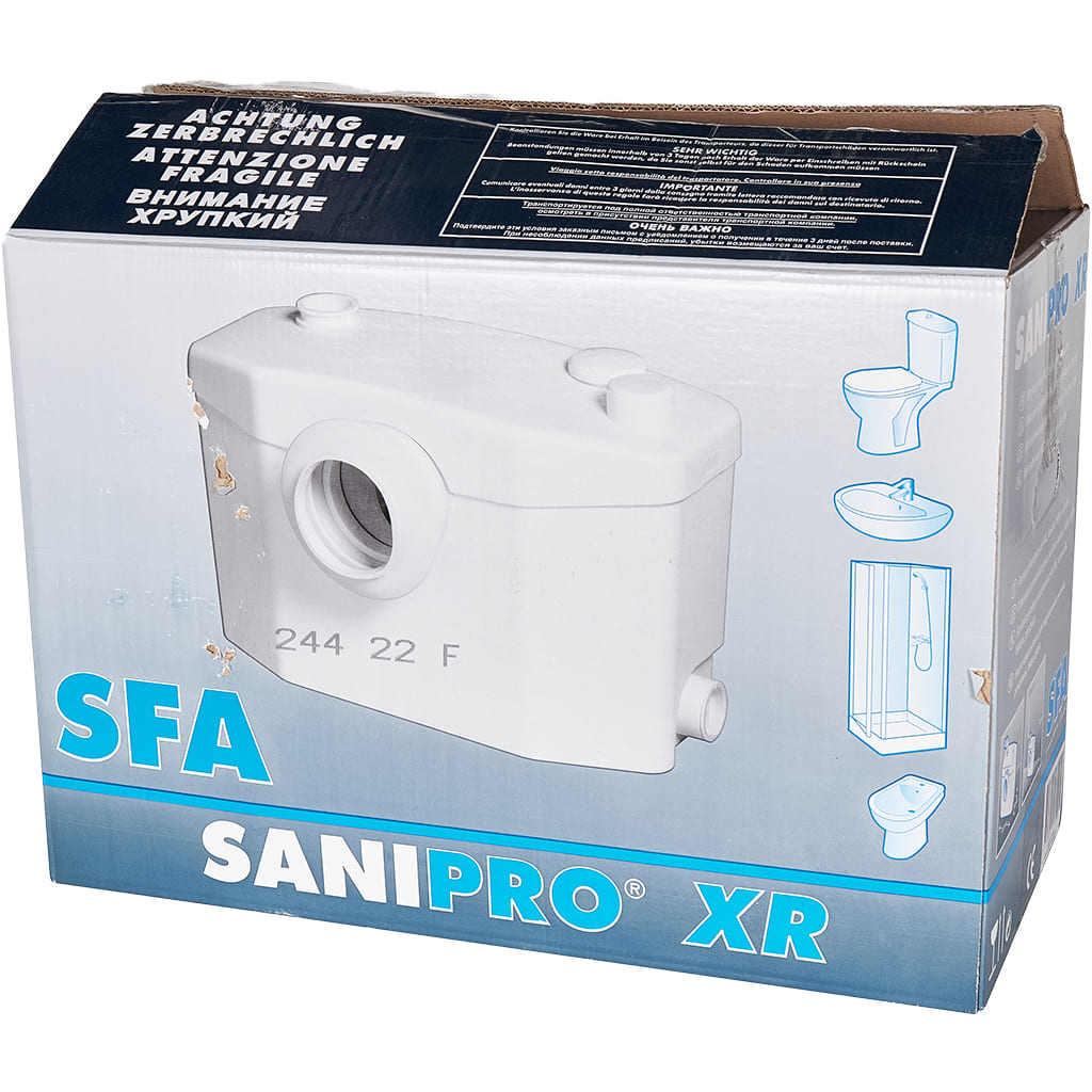 Малошумный канализационный насос SFA SANIPRO XR с измельчителем, 4 подкл, Tmax-50°C, P30