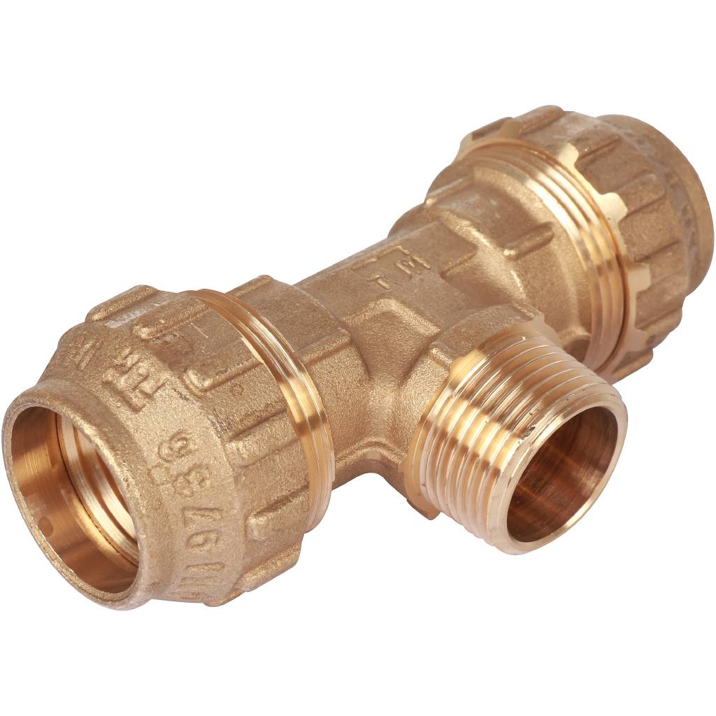 Тройник TIEMME с наружной резьбой 25х3/4х25 для труб ПНД винтовой, 3400069