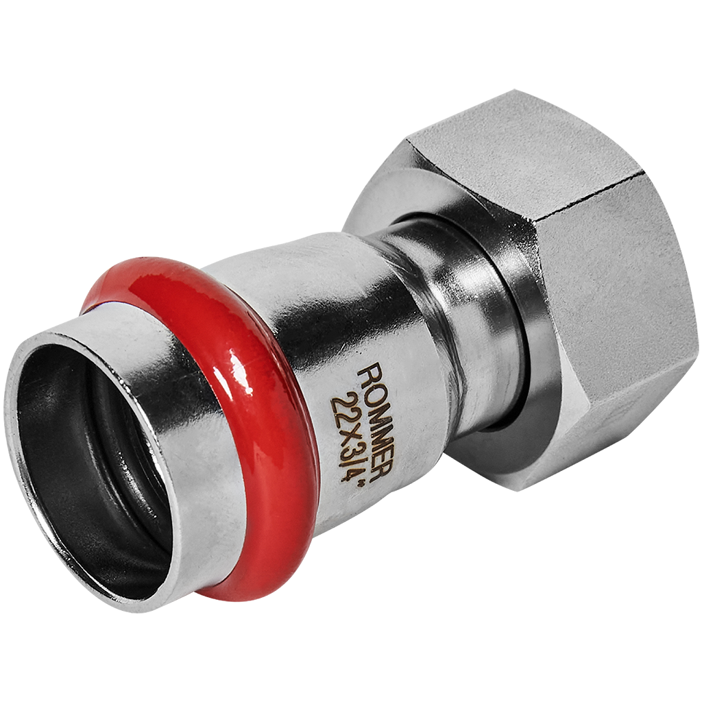 Переходник ROMMER с накидной гайкой-ВР 22х3/4 из нержавеющей стали прессовой