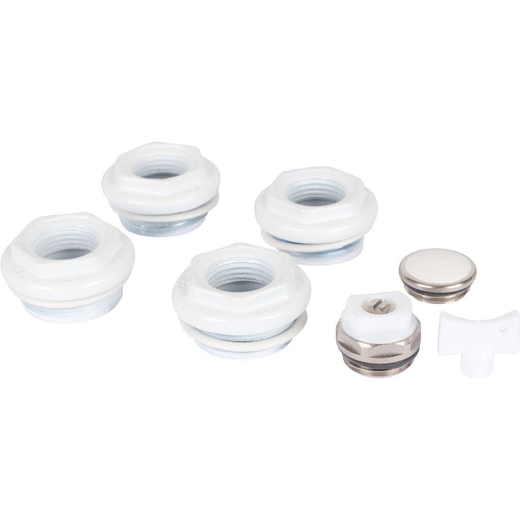 Универсальный монтажный комплект STOUT для подключения радиатора 1/2 RAL 9016, SKU-0111-000112