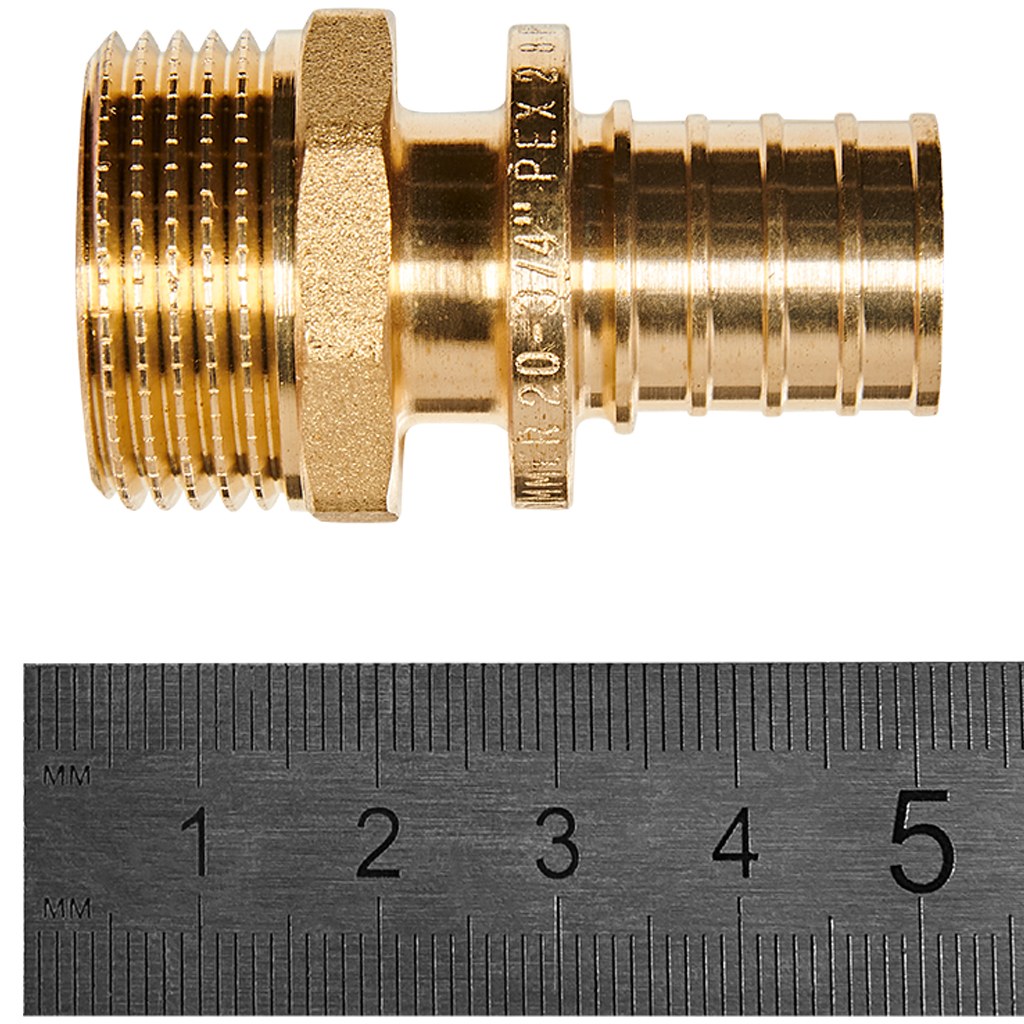 Переходник с наружной резьбой ROMMER 20xG 3/4 для труб из сшитого полиэтилена аксиальный
