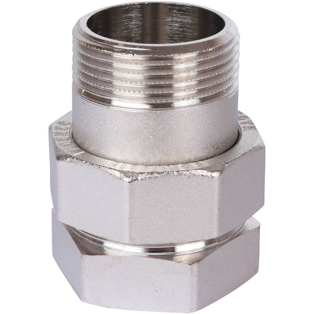 Разъемное соединение STOUT американка ВН 1 1/4 никелированное, уплотнение под гайкой по плоскости, SFT-0045-000114