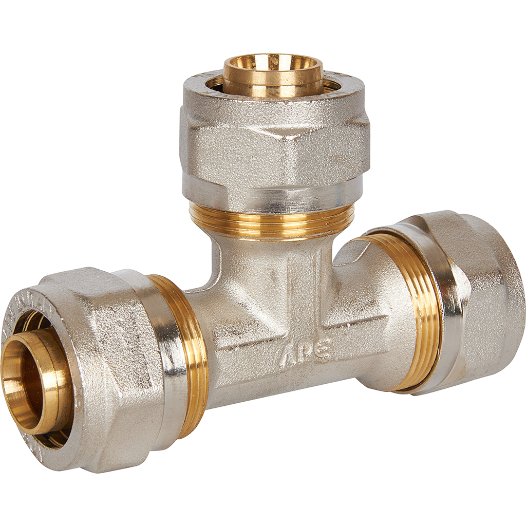 Тройник STOUT равнопроходный 26х26х26 для металлопластиковых труб винтовой, SFS-0009-000026