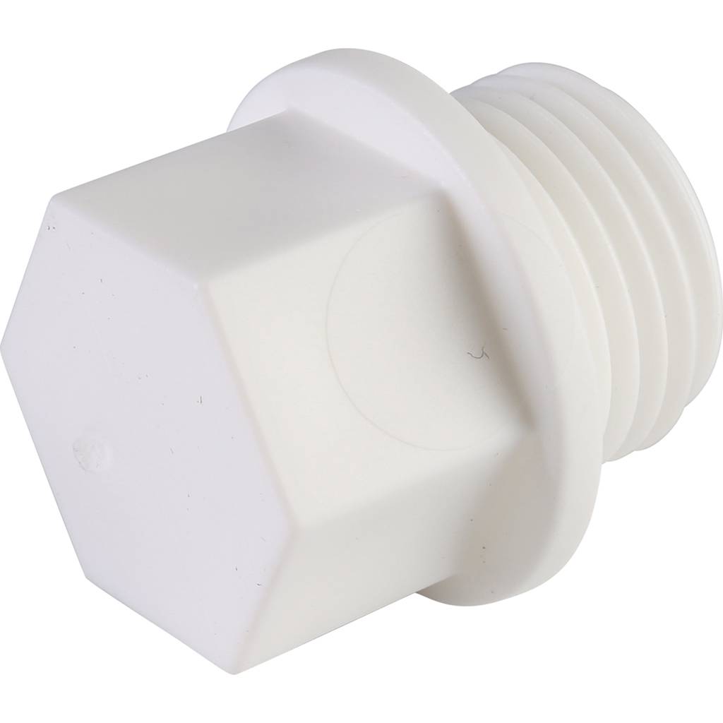 Заглушка Политэк d=20 с резьбой 1/2 для полипропиленовых труб под сварку (цвет белый), 9000012012