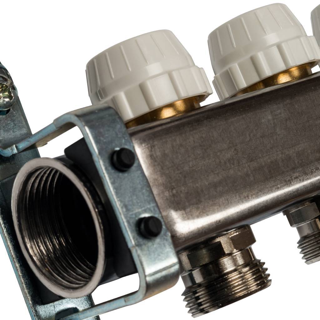 Коллектор из нержавеющей стали без расходомеров, с клапаном вып. воздуха и сливом STOUT 11 выходов, SMS-0932-000011