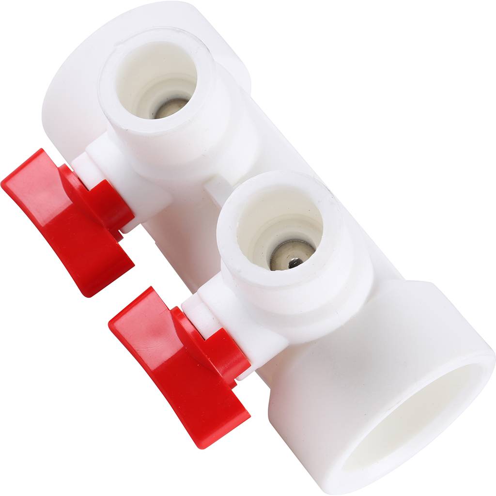 Коллектор с воздухоотводиком и запорными кранами Kalde (2 выхода)