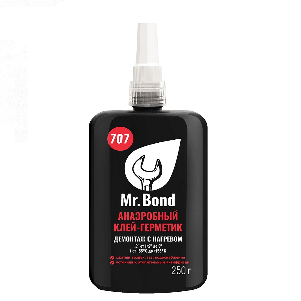 Клей-герметик анаэробный, демонтаж с нагревом, 250г Mr.Bond 707, MB4070700250