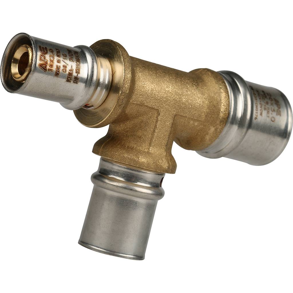 Тройник переходной STOUT 26х20х16 для металлопластиковых труб прессовой, SFP-0005-262016