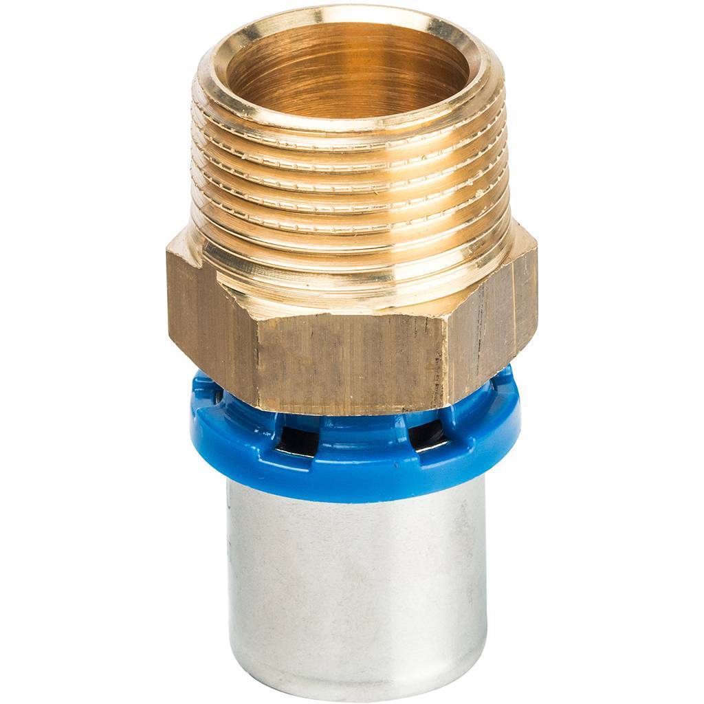 Муфта Prandelli Multyrama с нар.рез. (20х2,0)х3/4 профиль H,TH,U для металлопластиковых труб прессовой, 509.01.62.0