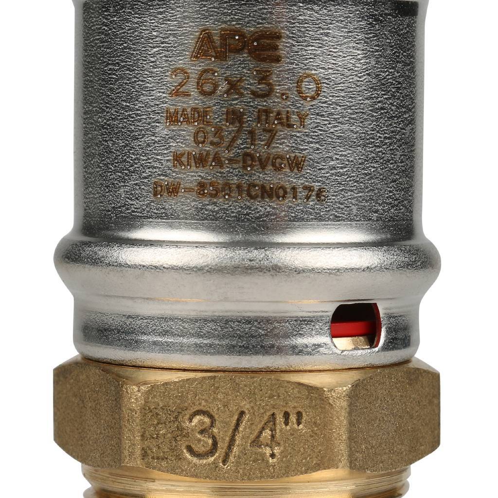 Переходник STOUT с наружной резьбой 3/4 х26 для металлопластиковых труб прессовой, SFP-0001-003426