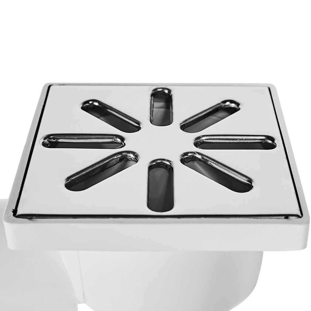 Трап нерегулируемый, боковой Sinikon металлическая решетка 100*100 (Белый) D 50