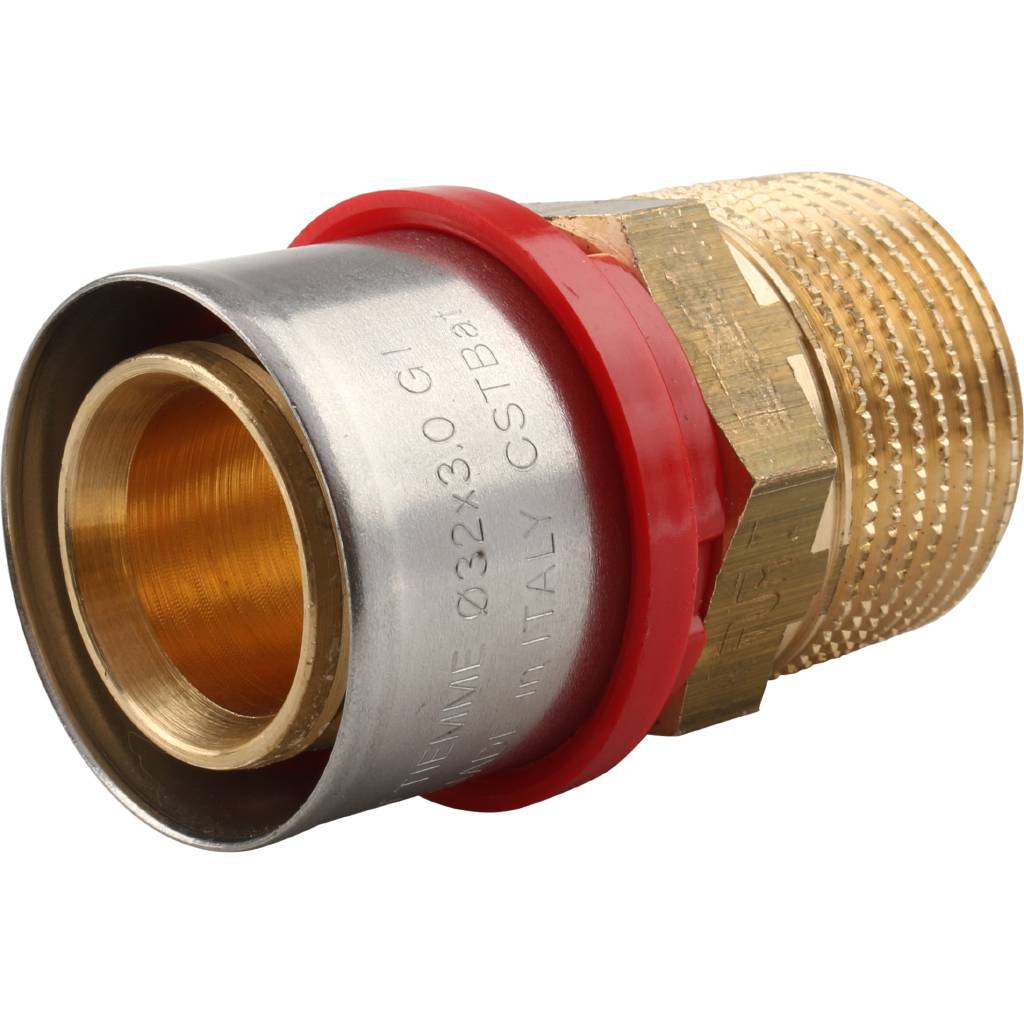 Муфта TIEMME с наружной резьбой 32x1 для металлопластиковых труб прессовой, 1650032