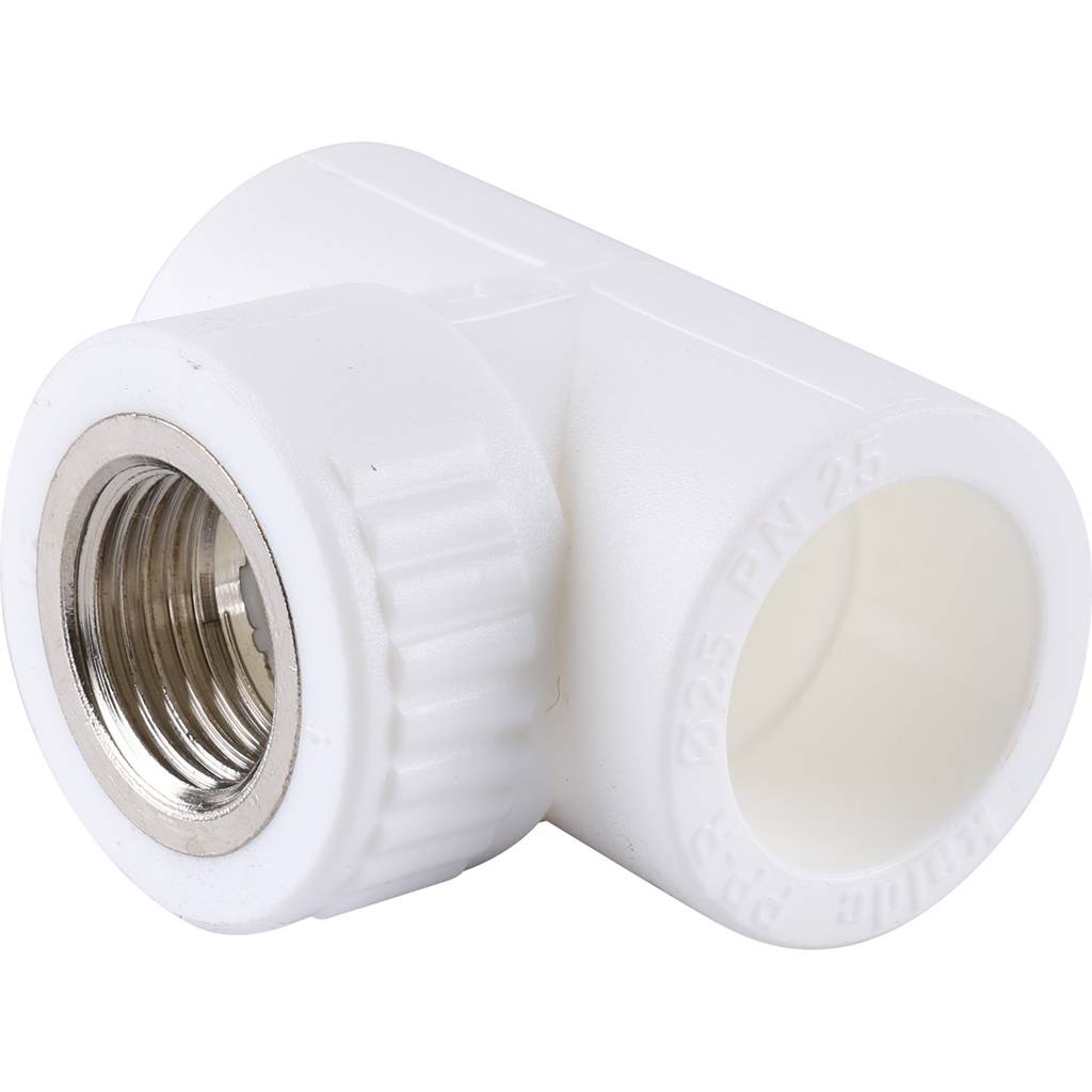 Тройник Kalde с внутренней резьбой 25х1/2 для полипропиленовых труб под сварку (цвет белый), 3222-tfo-250b25