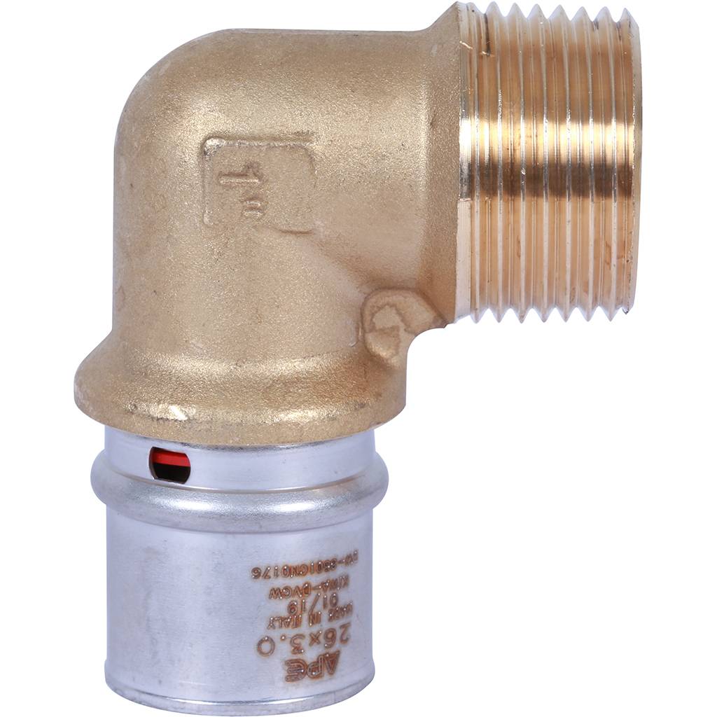 Угольник-переходник STOUT с наружной резьбой 1 х26 для металлопластиковых труб прессовой, SFP-0011-000126