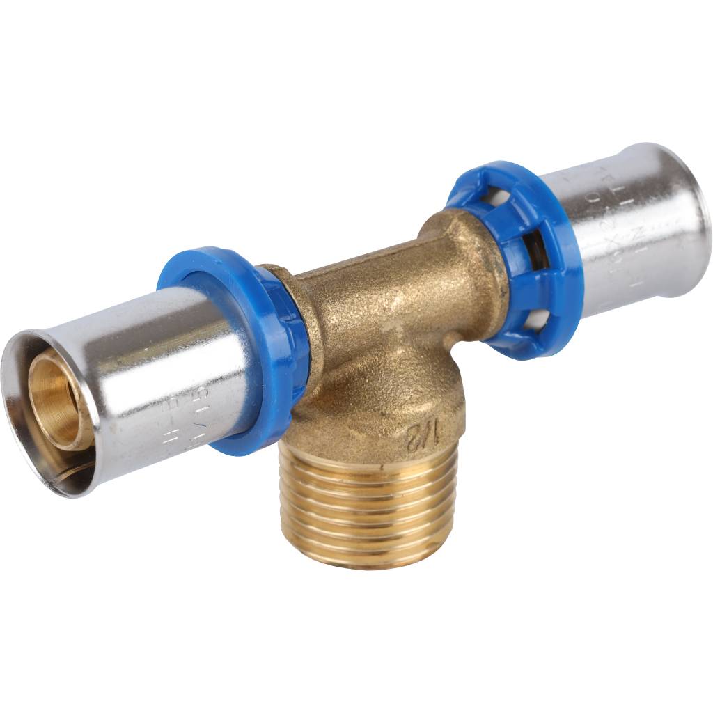 Тройник-переходник APE с наружной резьбой 16х1/2 х16 для металлопластиковых труб прессовой, ARL2003101