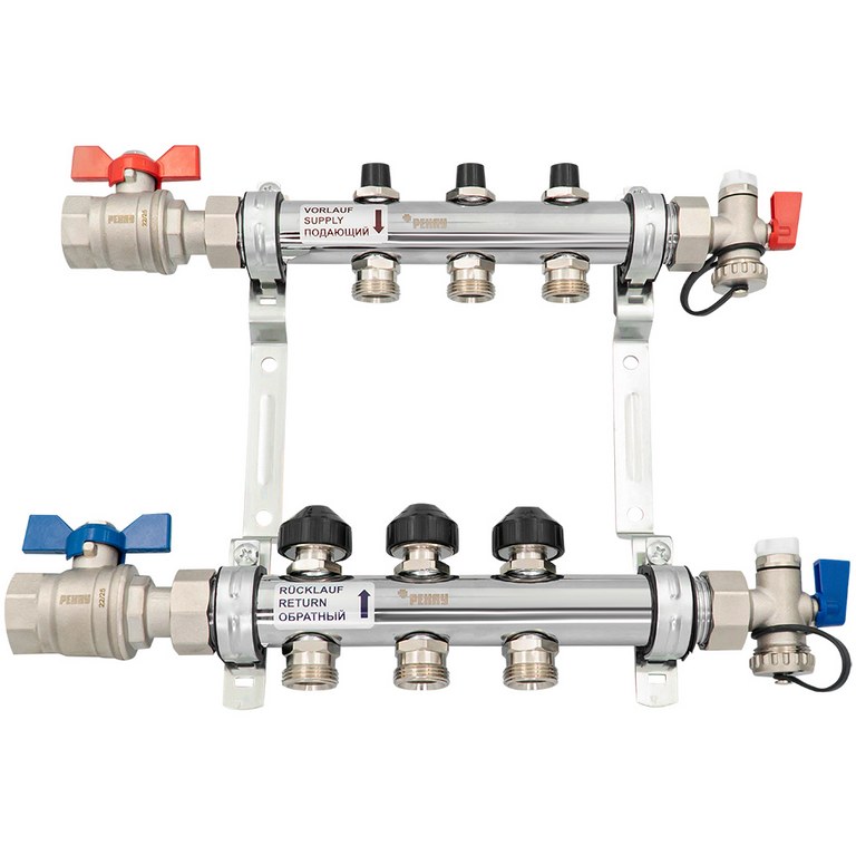 Комплект коллекторов с шаровыми кранами РЕХАУ HKV 3 контура, 12180313001