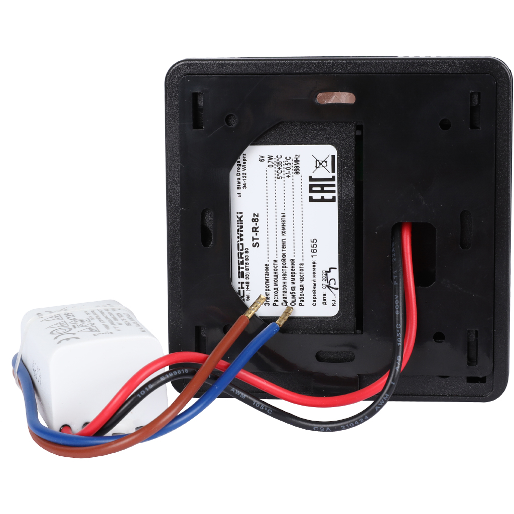 Беспроводной комнатный терморегулятор черный TECH 230В, R-8z