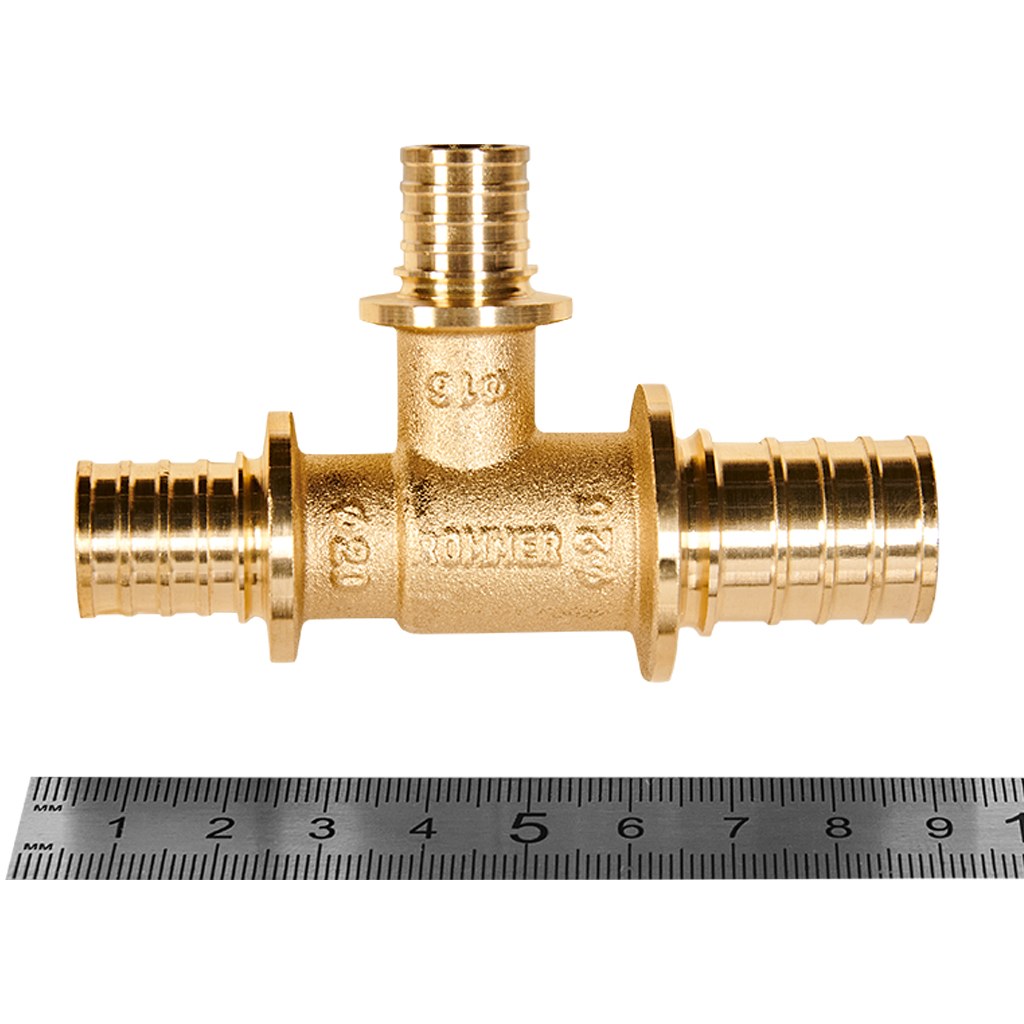 Тройник переходной ROMMER 25x16x20 для труб из сшитого полиэтилена аксиальный, RFA-0014-251620