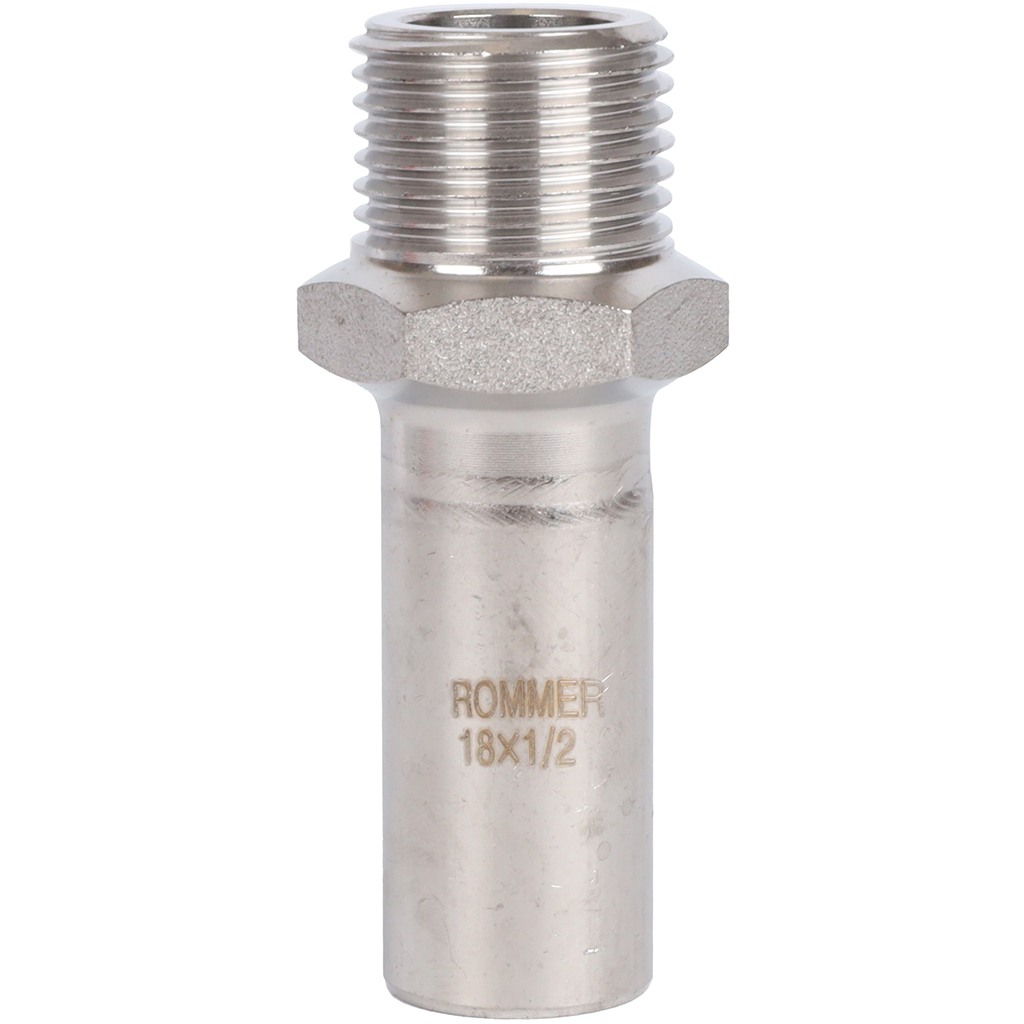 Вставка переходная НПр-НР ROMMER 18х1/2 из нержавеющей стали прессовой