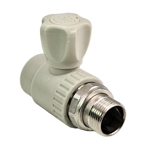 Кран шаровой для радиатора прямой PPR 25х3/4,  серый, РТП