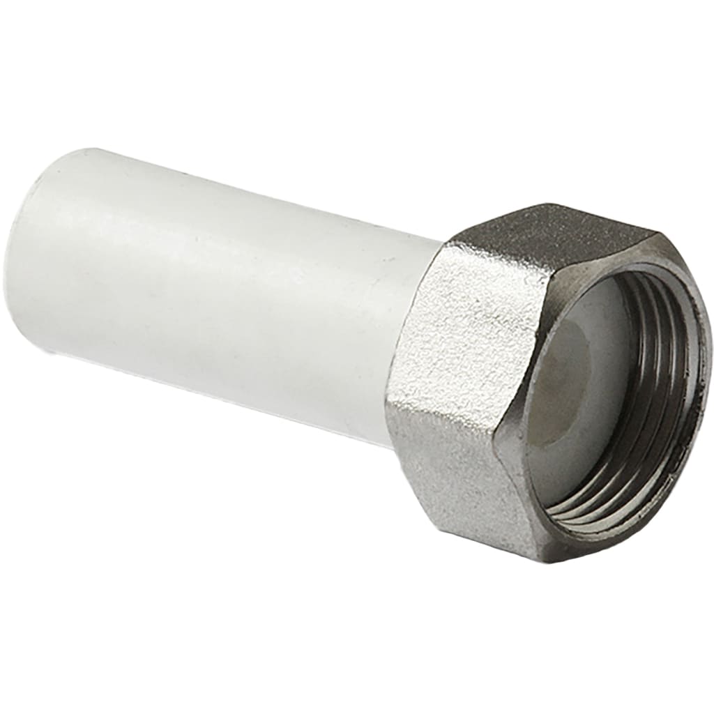 Штуцер Pro Aqua d=32-1.1/4 PP-R с накидной гайкой Белый