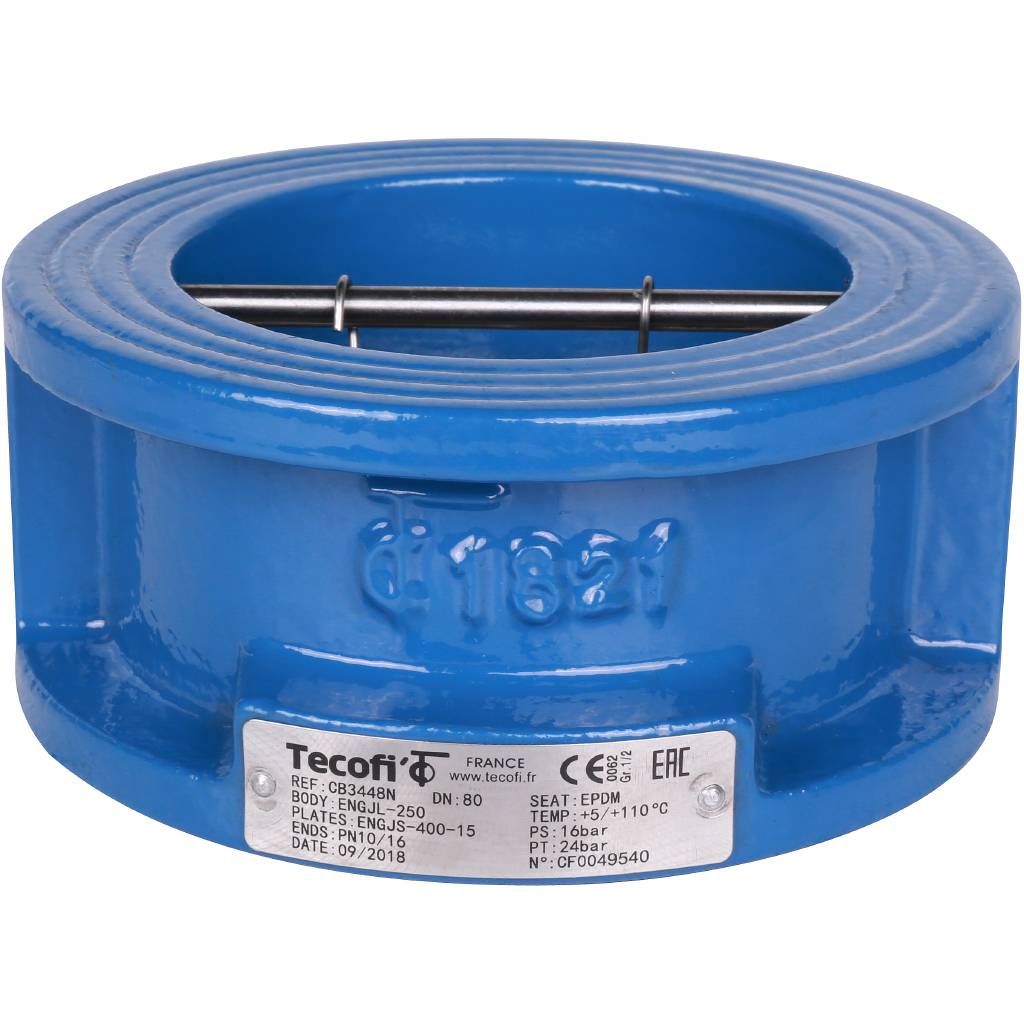 Клапан обратный Tecofi Ду80 Ру16 2/ств межфланцевый из чугуна, CB3448N-EP0080
