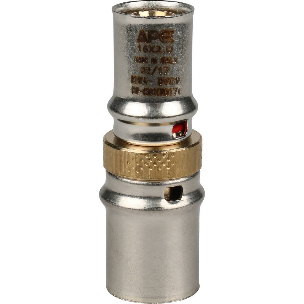 Муфта STOUT соединительная переходная 20х16 для металлопластиковых труб прессовой, SFP-0004-002016