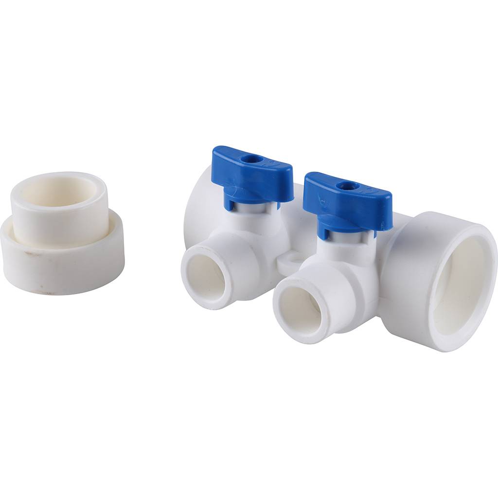 Коллектор с запорными кранами для полипропиленовых труб Kalde (2 выхода)