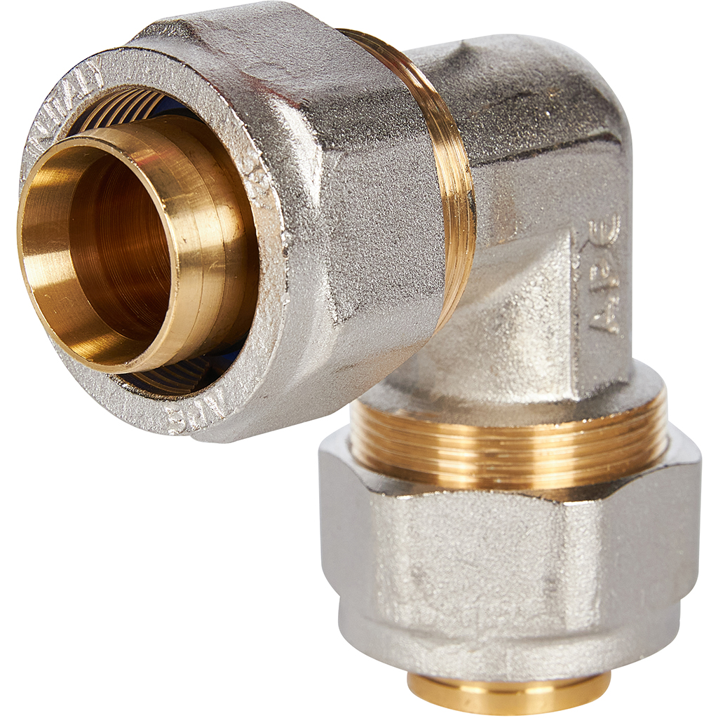 Угольник STOUT  90° 32x32 для металлопластиковых труб винтовой, SFS-0003-003232