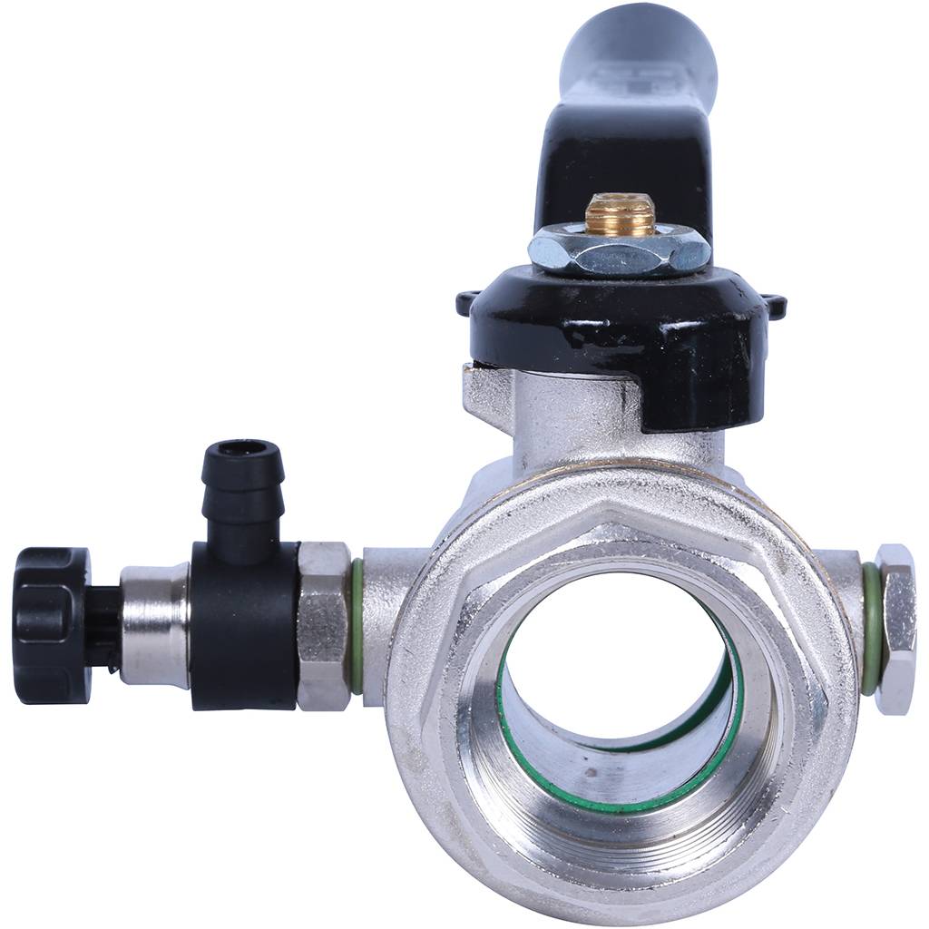 Кран шаровой BUGATTI Oregon с дренажем и воздухоотводчиком, (ручка-рычаг алюминий) внут-внут резьба 1, 03300029