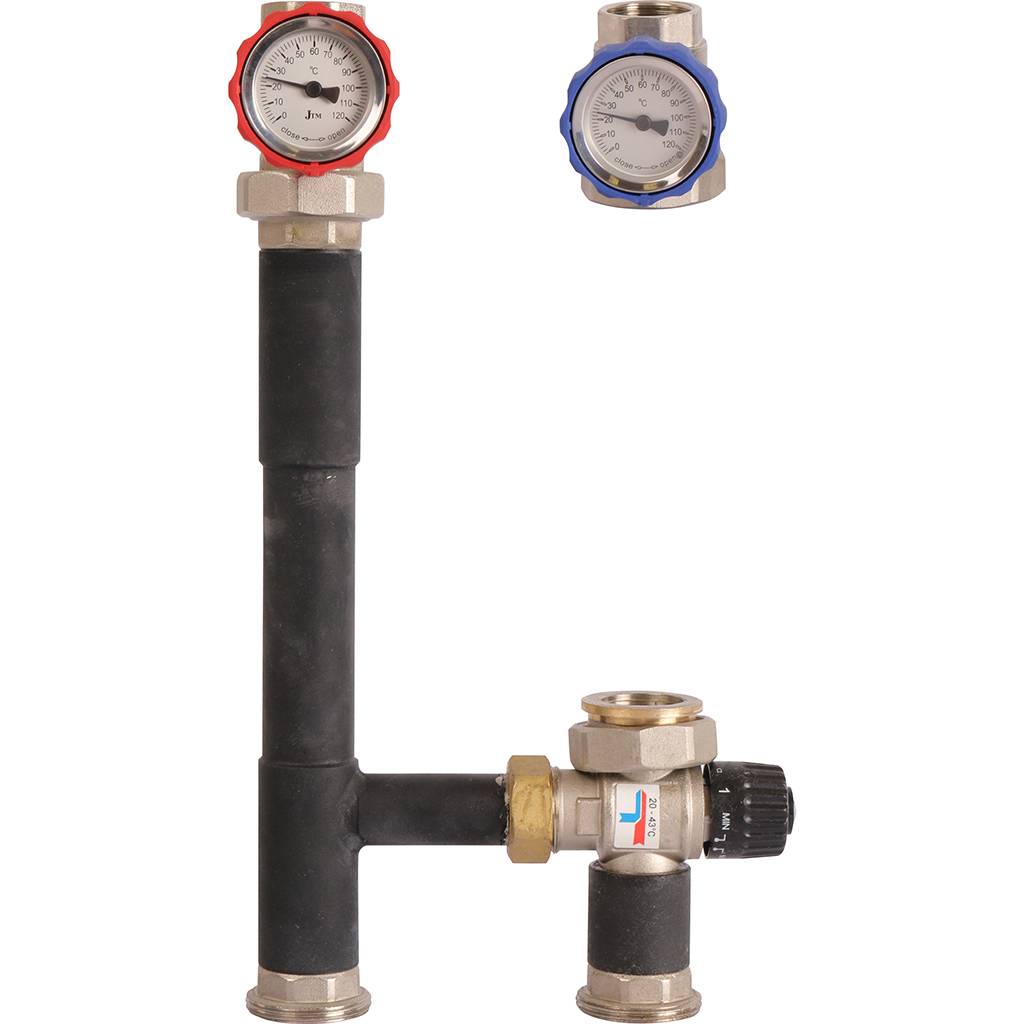 Насосная группа ROMMER RDG-0002 с термостатическим смесительным клапаном (20-4С) 1 без насоса, RDG-0002-002501