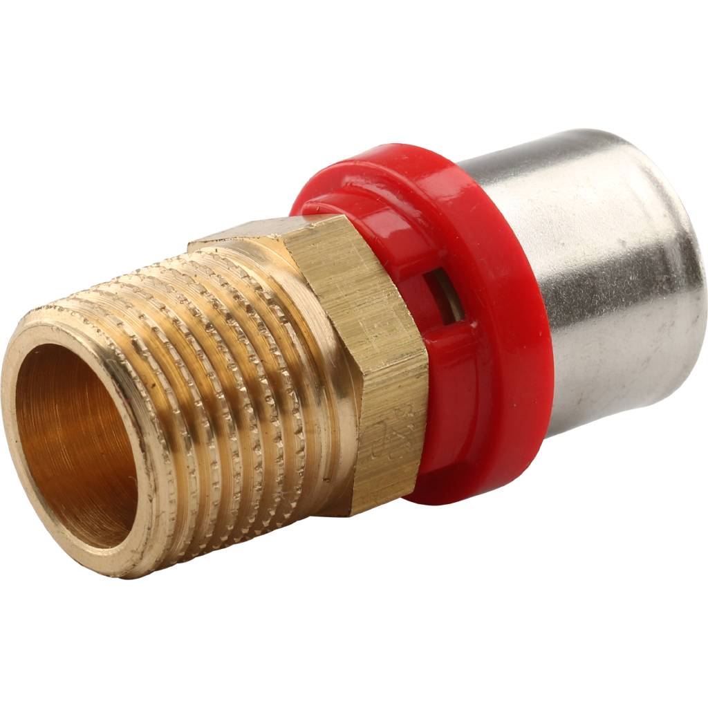 Муфта TIEMME с наружной резьбой 20x1/2 для металлопластиковых труб прессовой, 1650014